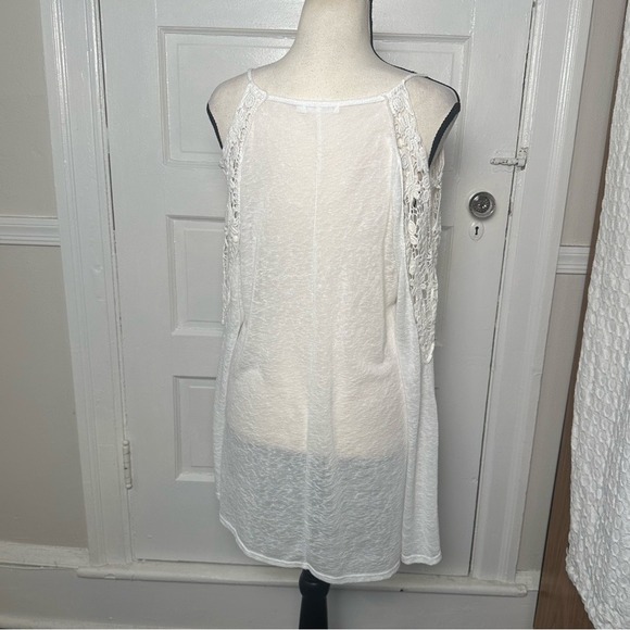 T Party White Lace Cold Shoulder Tunic Top Flutter Sleeve Fairy Boho Ethereal Lg - Picture 6 of 15